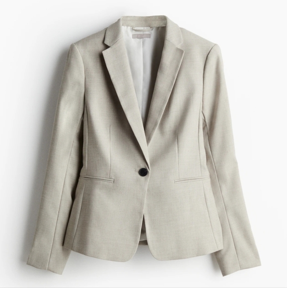 H&M Jackets & Blazers - H&M Blazer Stretch Natural Beige Sand Lined size 12 Spring Summer W-2477
